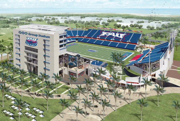 Florida Atlantic UniversityAn artist’s rendering of the Florida Atlantic football stadium, renamed for the GEO Group. 