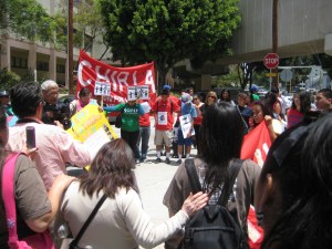 Protestors reflect on their struggle during the rally in front of the Twin Towers Correctional Facility on June 13th. 